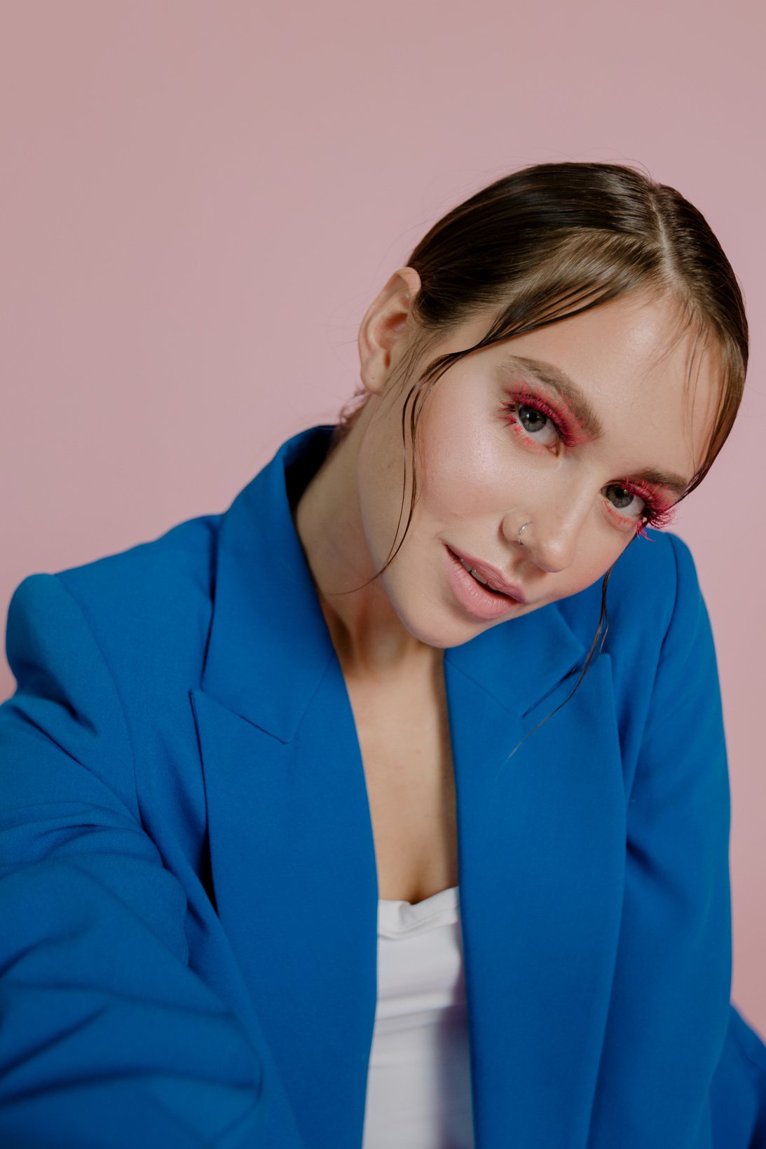 A Beautiful Woman in Blue Blazer Smiling